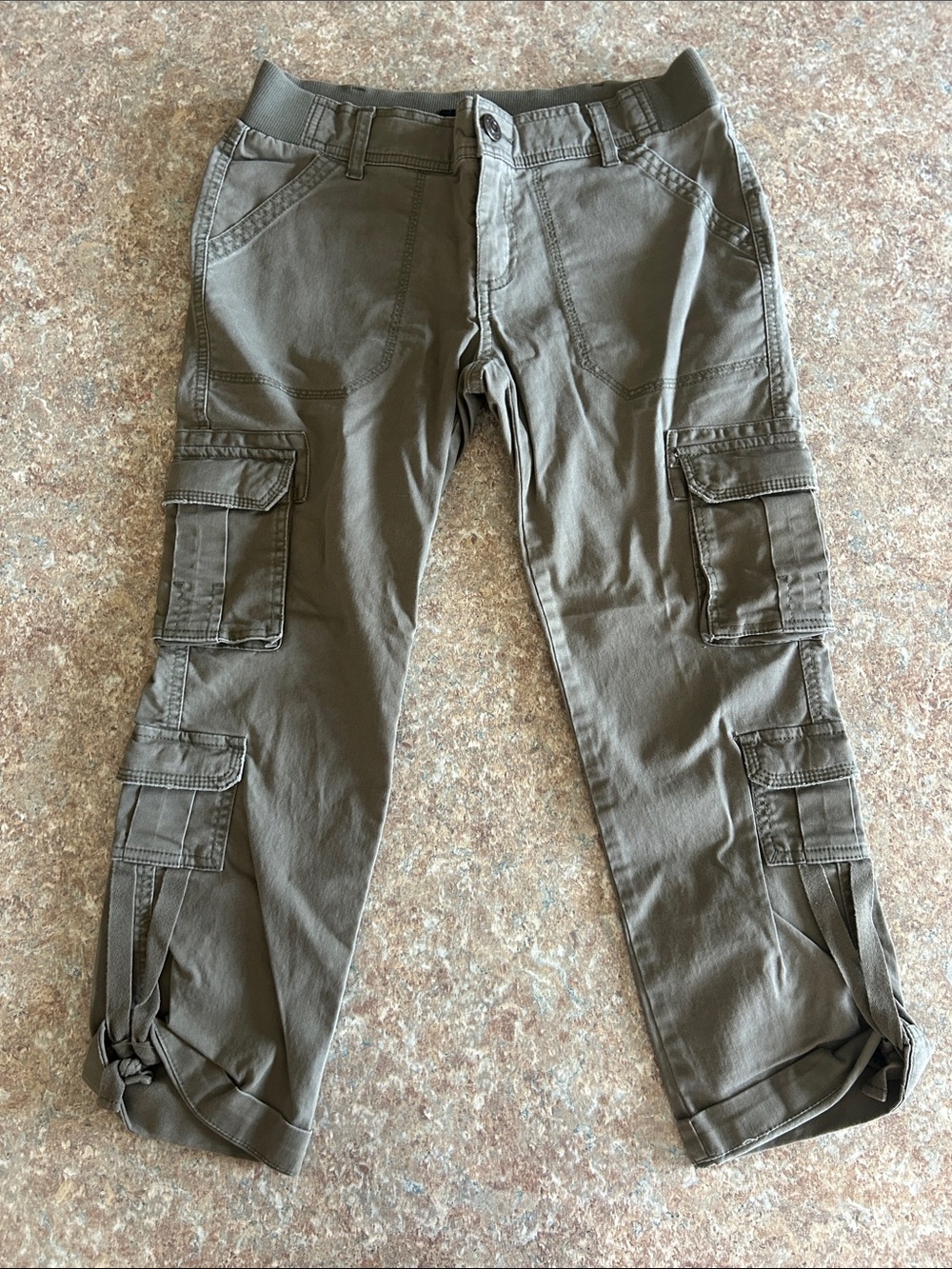 a.n.a Olive Green Cargo Capris with Tie Hem